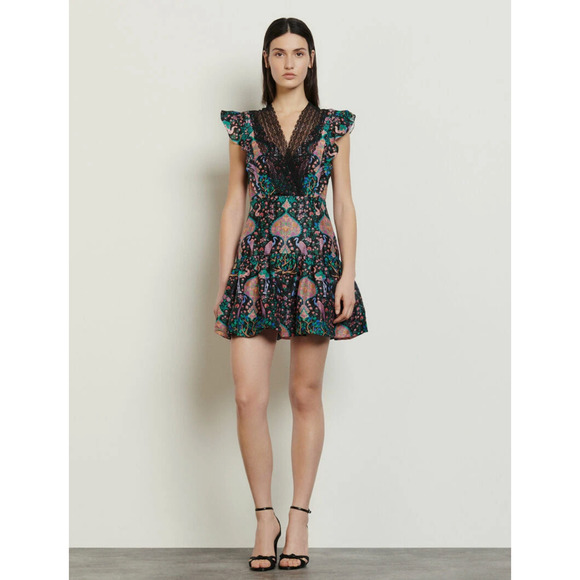 SANDRO‎ - Iveane Floral A-Line Minidress FR size 34/US XS 2 - Picture 1 of 11